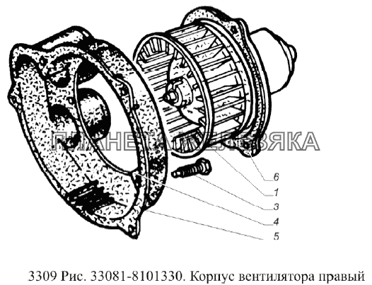 Корпус вентилятора правый ГАЗ-3309 (Евро 2)